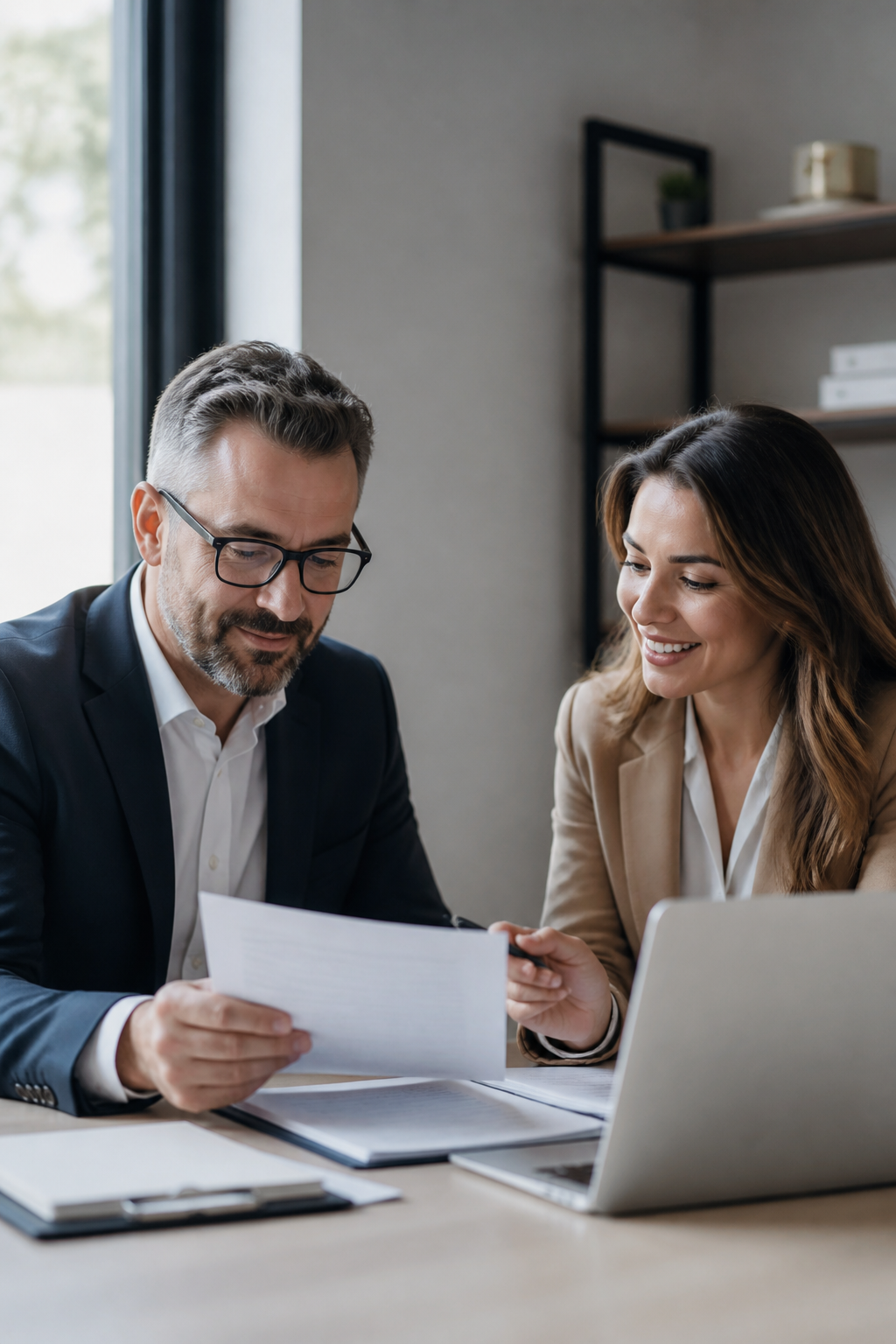 Cash to Staff consultant reviewing documents with a business owner